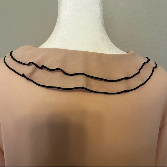 Zara  jewel button cascade ruffle blouse in pale pink and black size medium - Picture 11 of 15
